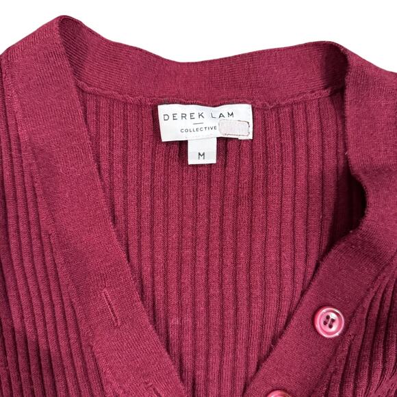 Derek Lam 10 Crosby x RTR Ribbed Henley Sweater in Red, Size M - Picture 5 of 6
